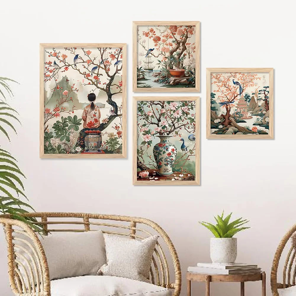 Kotart Nature Inspired Modern Art Paintings with Frame Set of 4 Frames C