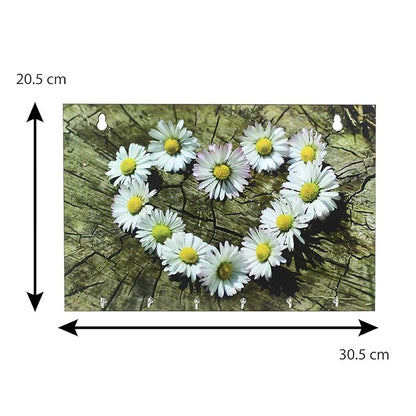 Ecraftindia Floral Theme Wooden Key Holder With 6 Hooks