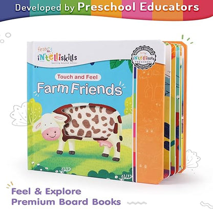 Firstcry Intelliskills Premium Touch & Feel Farm Friends Learning Board Book for Kids | Pre-school Learning & Educational Book for Boys
