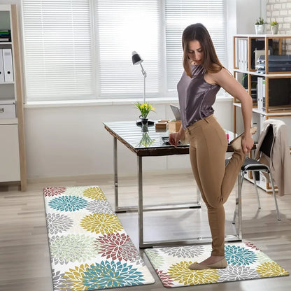 Ishro Home Velvet Premium Kitchen Mats For Floor Kitchen Runner 2 Pcs Set Colour Breeze Multicolor