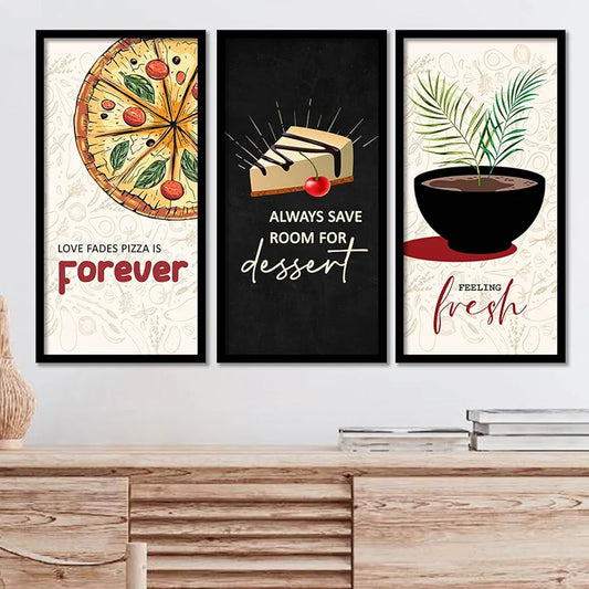 Kotart Kitchen Quotes Posters with Frame Forever Set of 3
