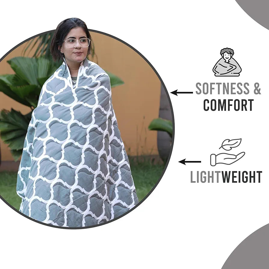 Divine Casa 120 GSM Microfiber Single Bed Comforter Soft & Lightweight Reversible AC Blanket Colour Caviar