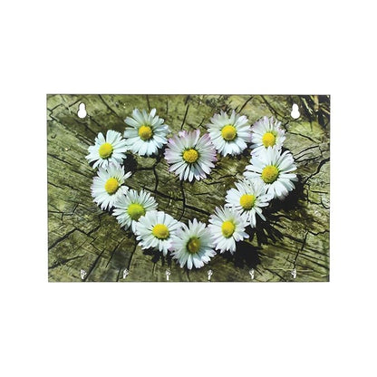 Ecraftindia Floral Theme Wooden Key Holder With 6 Hooks