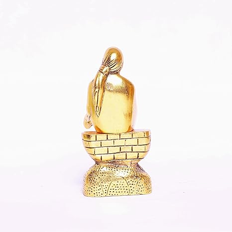 KridayKraft Shirdi Sai Baba Idol Metal Statue Showpiece for Car Dashboard & Home Office