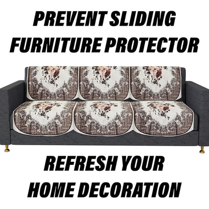 Kuber Industries Velvet Sofa Cover Set Brown Colour 5 Seater Couch Cover with Check Border Pattern