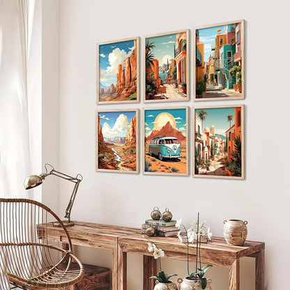 Kotart Travel Theme Digital Painting Travel Inspired Wall Art Prints A