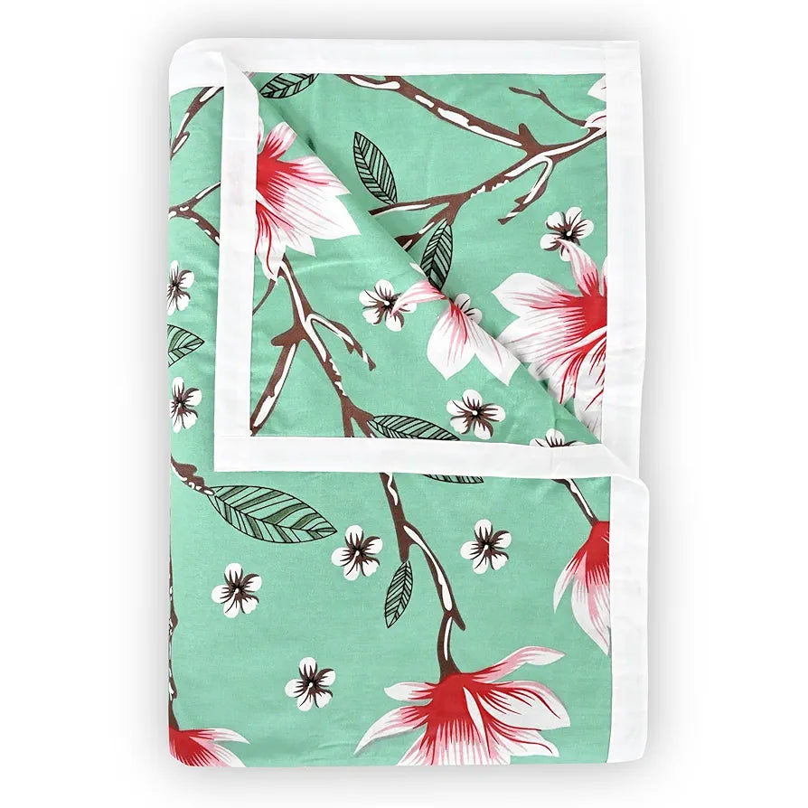 Divine Casa 100% Cotton Single Bed Dohar Lightweight & Ultra-Soft AC Blanket Colour Mint Blossom Haven