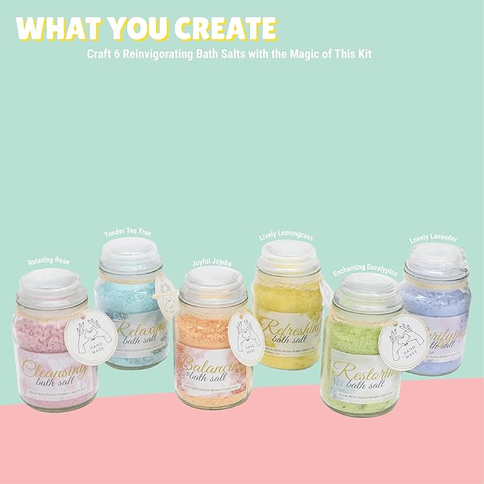 Kalakaram Diy Bath Salt Making Kit - Create 6 Reinvigorating Bath Salt Jars | Diy Kit for Kids | Activity Kit for Kids