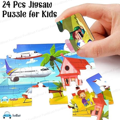 FunBlast Air Transport Jigsaw Puzzle for Kids 24 Pcs Jigsaw Puzzle