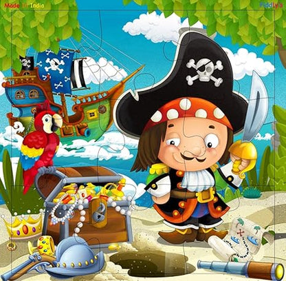 Fiddly's Wood Jigsaw Puzzles for Children - 9 Pieces | the Good Pirates | Pack of 4
