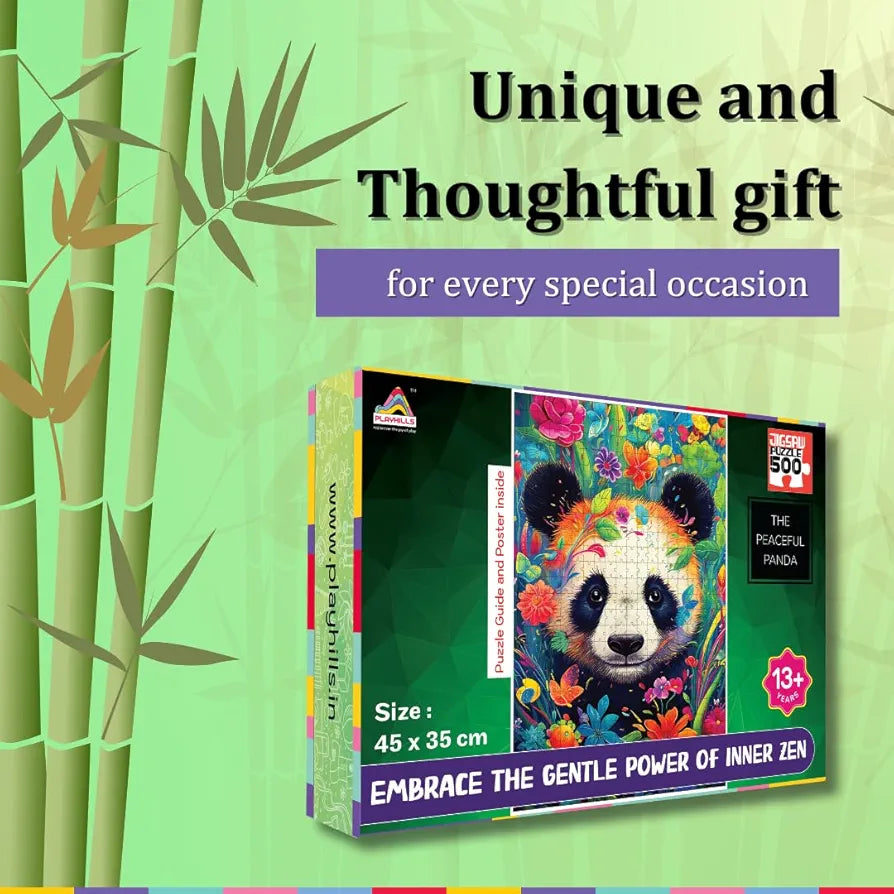 Playhills Spirit Animal The Bambootiful Panda Wooden Jigsaw Puzzle  for Children and Adults 13+ Years| Perfect Puzzle for Party and Family Activity Games