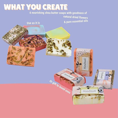 Kalakaram Diy Melt & Pour Shea Butter Soap Making Kit | Craft 6 Sls and Paraben-free Shea Butter Soaps | Diy Kit for Kids