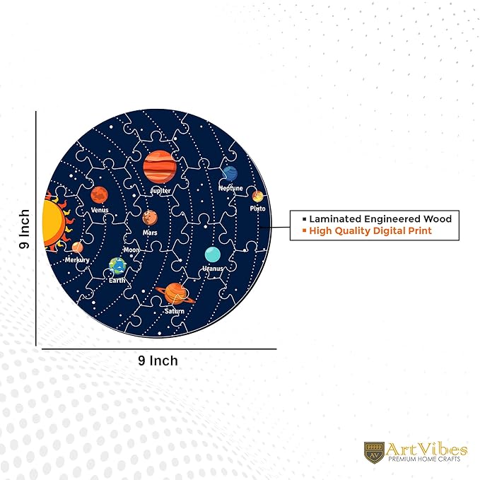 Artvibes Our Solar System Wooden Premium Puzzles for Kids Age 3-5 | Toddlers Wooden 19 Pieces Puzzle | Fun Learning Brain Booster for Kids