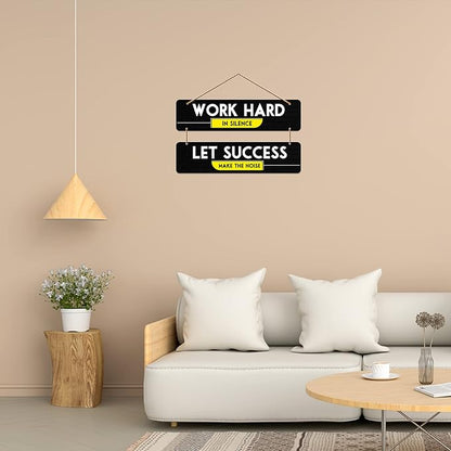 Artvibes Work Hard Motivational Quote Wall Hanger for Home Decor | Office | Set of 2
