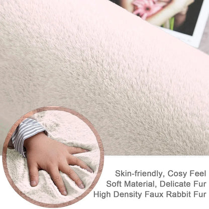 Luxe Home International Rectangular Bath Mat Super Soft Anti Skid Rabbit Fur Mats 40X60 Cm Colour Skin