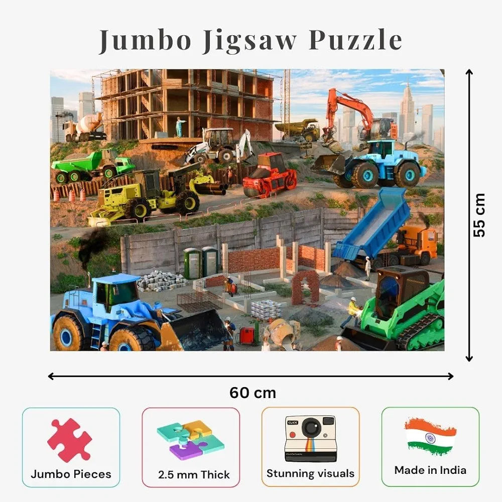 NESTA TOYS - Floor Puzzle & Game -Construction Site & Vehicles, Jigsaw & Toddler Puzzles, Educational Toy, Gifts for Boys & Girls Ages 3, 4, 5, 6, 7 