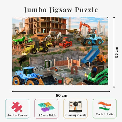 NESTA TOYS - Floor Puzzle & Game -Construction Site & Vehicles, Jigsaw & Toddler Puzzles, Educational Toy, Gifts for Boys & Girls Ages 3, 4, 5, 6, 7 