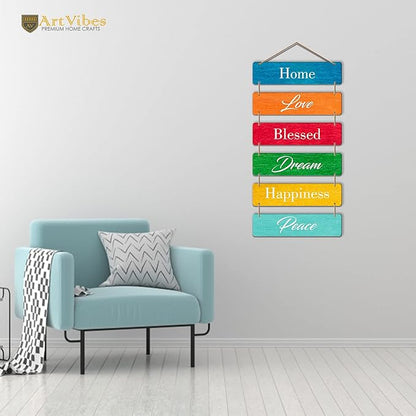 Artvibes Decorative Wall Hanging Wooden Art Decoration Item for Living Room | Set of 6