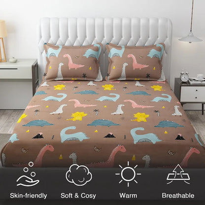 Fresh From Loom Bedsheet for Kids with 2 Pillow Cover Soft Skin Friendly Anti Fade 144 TC Rosy