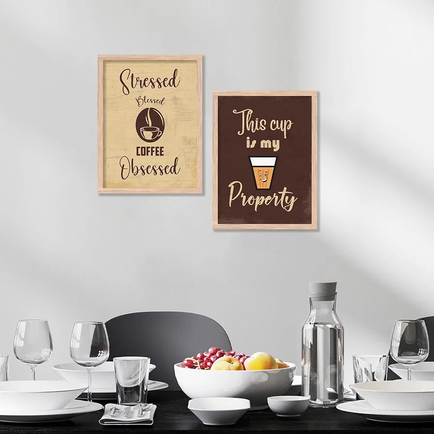Kotart Tea/Coffee Quotes Posters with Frame for Kitchen Restaurant Cafe - Pack of 2 Design10