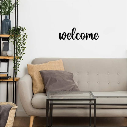 Ecraftindia Welcome Black Engineered Wood Cutout Wall Art Decor | Perfect Wall Hanging