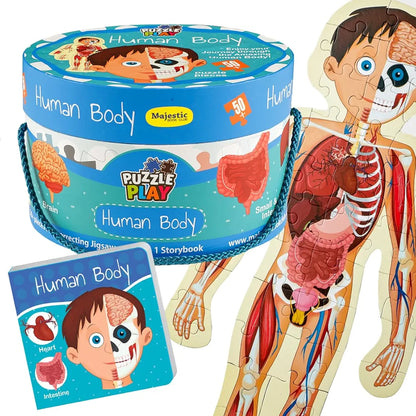 The Book Tree Human Body Puzzle Box for Kids I 50+ Jigsaw Puzzle Pieces & 1 Informative Board Book I Educational Toy for Children Age 4+ I for Children by Majestic Book Club