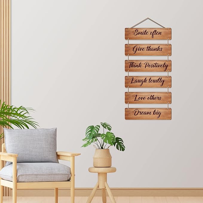 Artvibes Decorative Wall Hanging Ornaments Wooden Art Decoration Item for Living Room | Quotes Item | Set of 6