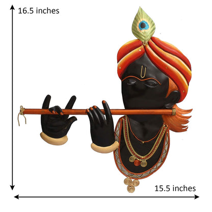 Ecraftindia Iron Lord Krishna Playing Flute/ Bansuri Wall Hanging