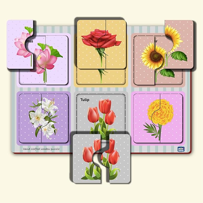 Mini Leaves 24 Months to 48 Months Beginner Educational Puzzle 2 Pieces Wooden Puzzles Flower for 2+ Years | Early Learning Puzzle
