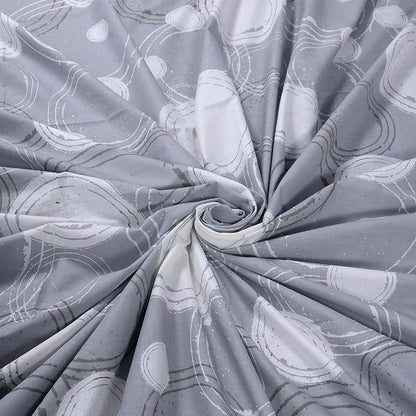 Huesland by Ahmedabad Cotton 144 TC King Size Bedsheet Cotton with 2 Pillow Covers | Sphere | Grey & Off White