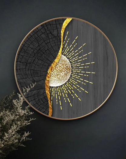 Livin'luxe Paintings Abstract Sunrise Modern Art Premium Lamination Golden GR-18