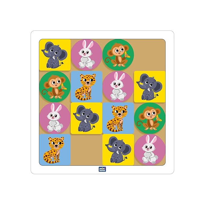 Mini Leaves Animal Wooden Sudoku Wooden Tic Tac Toe Game for Kids 4+ Age | 30 Games
