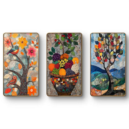 Livin'luxe Set of 3 Modern Art Madhubani Painting Premium Golden Framed Wall Paintings SG14