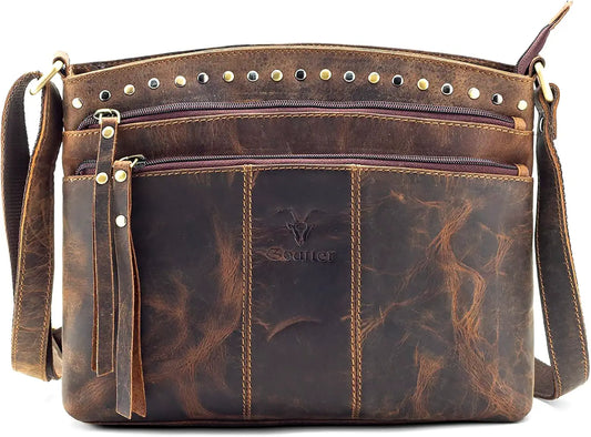 Goatter Hunter Leather 11.5" Crossbody Bag for Women,