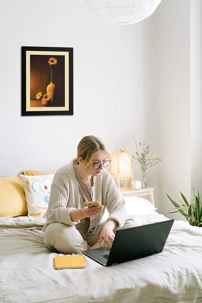 ArtX Paper Premium Sunflower With Vase Wall Art Painting Floral