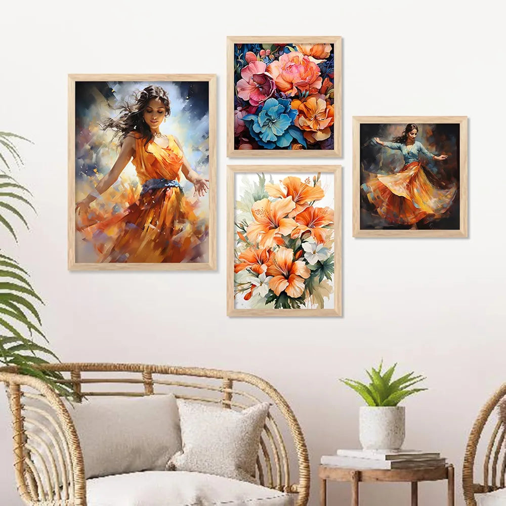 kotart Premium Digital Paintings with Frame Painting - Set of 4 Big Frames B