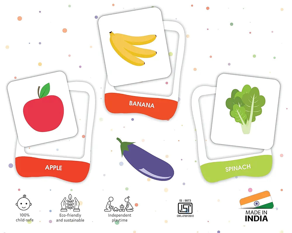 Popcorn Games & Puzzles Learning Puzzles Fruits & Vegetables for Kids |Improves Focus, Memory,Logic & Fine Motor Skills with 50 Pieces