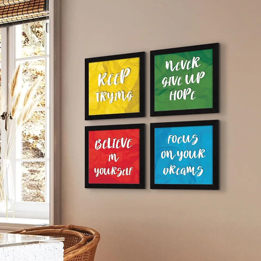 ArtX Paper Motivational Wall Frames Quotes Wall Art Painting Set of 4
