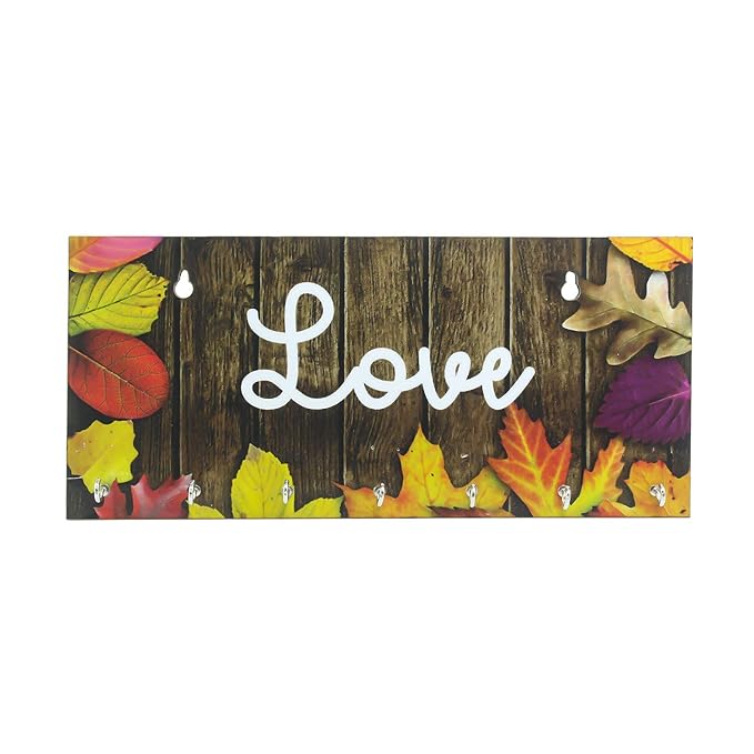 Ecraftindia Love Theme Wooden Key Holder With 7 Hooks