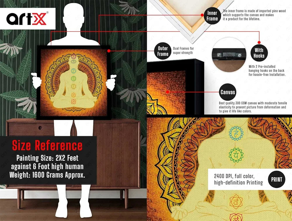 ArtX Yoga Meditation Big Canvas Painting With Frame