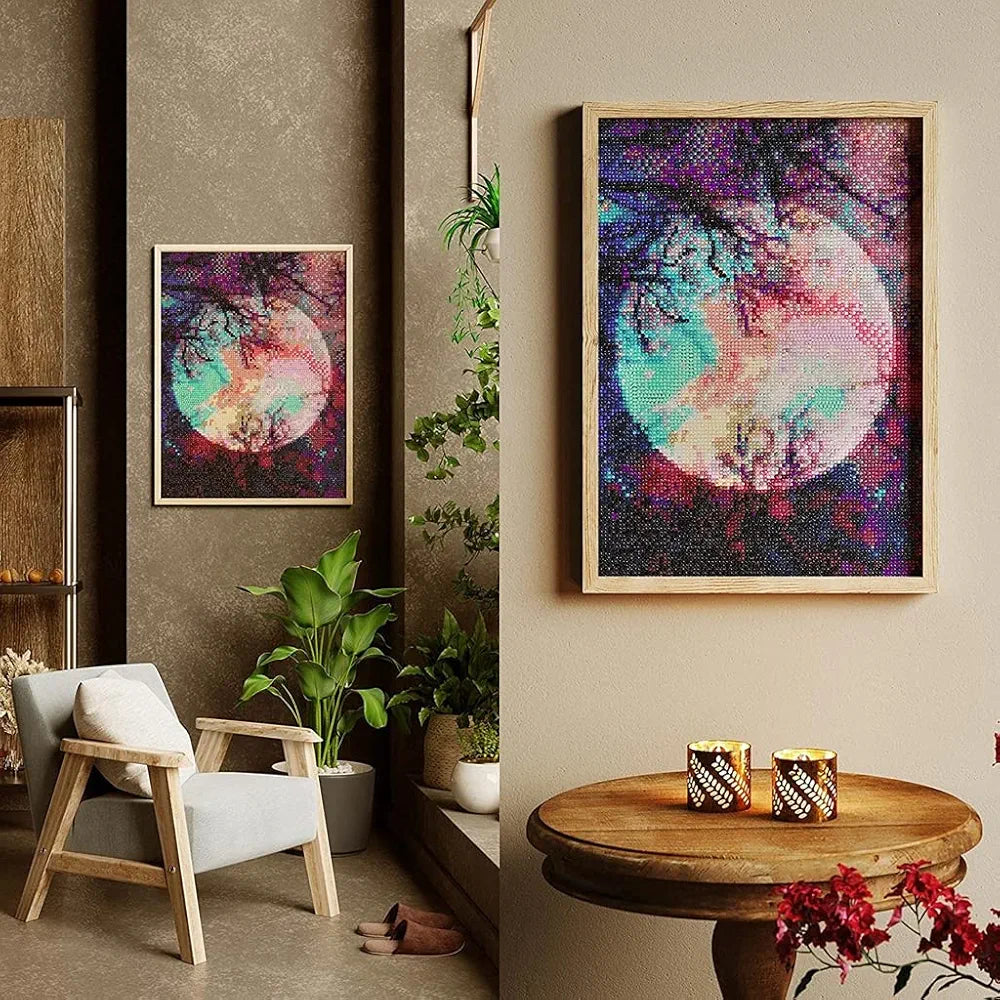 HASTHIP® Diamond Painting Kit,30 * 40cm Bright Moon Diamond Painting Kits,5D Kit for Adults & Kids Art Wall Hangings Super Moon Night Scene for Home Wall Decor