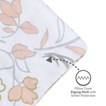 Divine Casa 144 TC 100% Cotton Bedsheet for Single Bed with 1 Pillow Cover Colour Peach Blush
