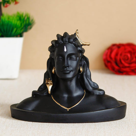 Ecraftindia Black Resin Handcrafted Adiyogi Shiva Statue for Car Dashboard | Lord Shiva Idol for Home