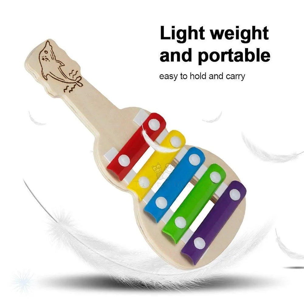 Trinkets & More Xylophone Guitar Wooden  Kids First Musical Sound Instrument Toy Babies Toddlers 6 Months .