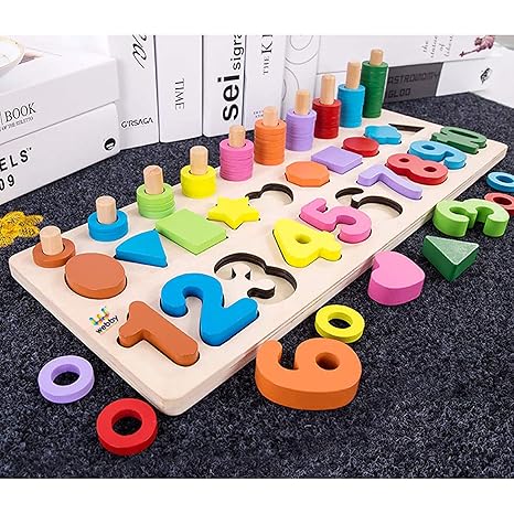 Webby Wooden Educational Learning Numbers and Shapes Puzzle Game for Kids