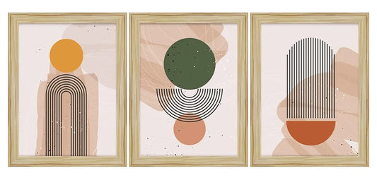 ArtX Paper Abstract Boho Wall Painting Multicolor Bohemian Set of 3