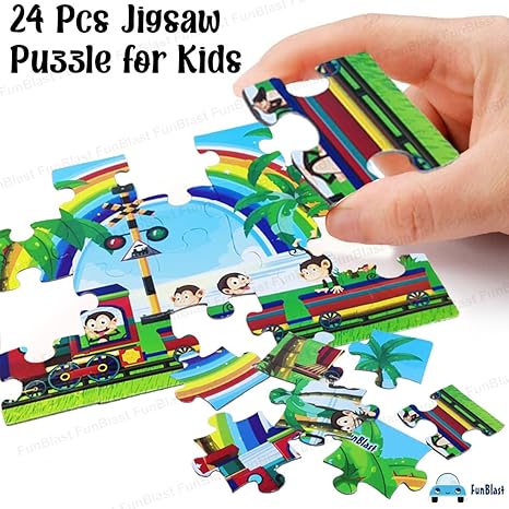 FunBlast Train Engine Jigsaw Puzzle for Kids 24 Pcs Jigsaw Puzzle for Kids Boys Girls (Multicolor)