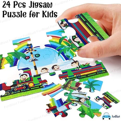 FunBlast Train Engine Jigsaw Puzzle for Kids 24 Pcs Jigsaw Puzzle for Kids Boys Girls (Multicolor)