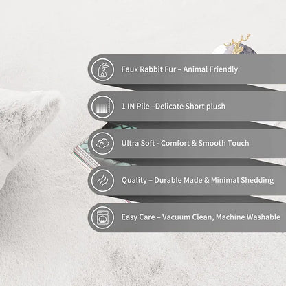 Luxe Home International Ruffle Floor Rug Rabbit Fur 1000 GSM Living Room Foot Mats 4 X 6 FtColour White