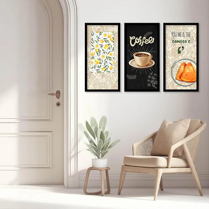 Kotart Quotes Posters with Frame for Restaurant Wall Decoration Coffee Set of 3